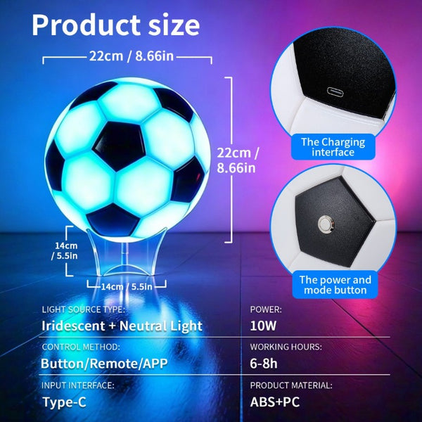 English Elm Rgb Soccer Ball Desk Lamp Smart LED Light Music Sync App Control Kids Bedroom W2312P545466