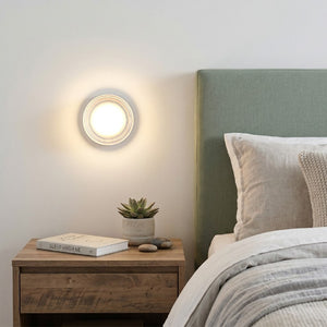 English Elm Led Round Aluminum Wall Sconce with Acrylic Lens for Bathroom Porch or Living Room Concave White W2312P545467