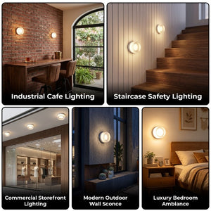 English Elm Led Round Aluminum Wall Sconce with Acrylic Lens for Bathroom Porch or Living Room Concave White W2312P545467