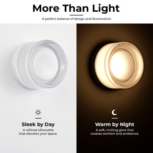 English Elm Led Round Aluminum Wall Sconce with Acrylic Lens for Bathroom Porch or Living Room Concave White W2312P545467