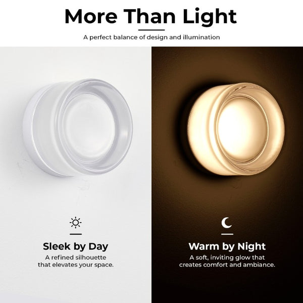 English Elm Led Round Aluminum Wall Sconce with Acrylic Lens for Bathroom Porch or Living Room Concave White W2312P545467