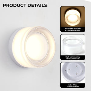 English Elm Led Round Aluminum Wall Sconce with Acrylic Lens for Bathroom Porch or Living Room Concave White W2312P545467