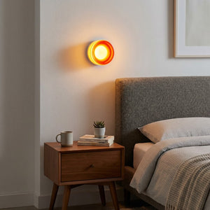English Elm Led Round Aluminum Wall Sconce with Acrylic Lens for Bathroom Porch or Living Room Concave Red W2312P545468