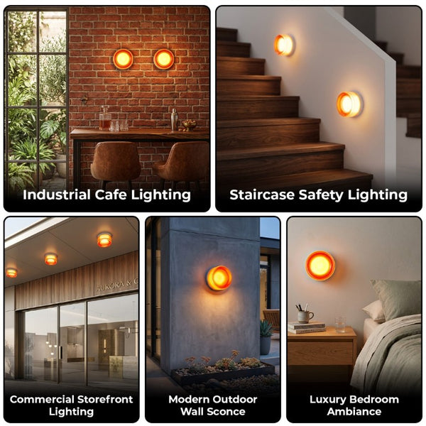 English Elm Led Round Aluminum Wall Sconce with Acrylic Lens for Bathroom Porch or Living Room Concave Red W2312P545468