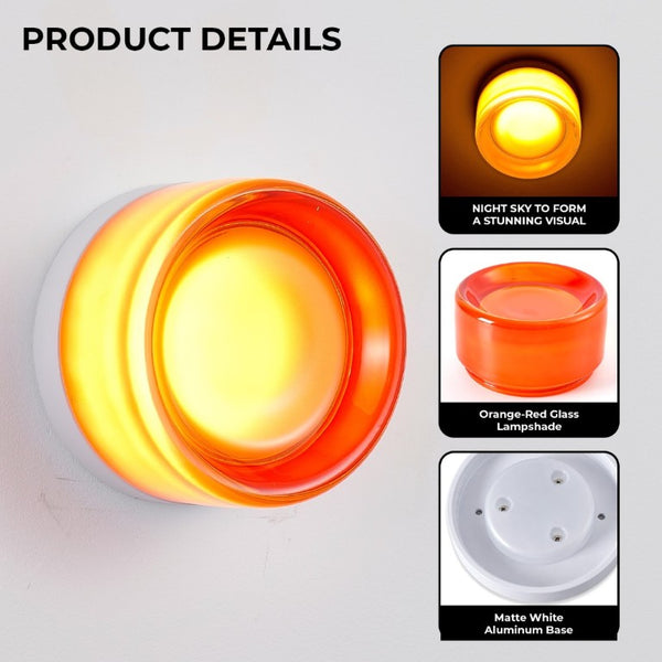 English Elm Led Round Aluminum Wall Sconce with Acrylic Lens for Bathroom Porch or Living Room Concave Red W2312P545468