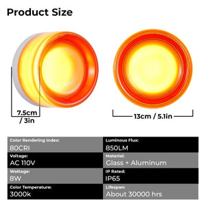 English Elm Led Round Aluminum Wall Sconce with Acrylic Lens for Bathroom Porch or Living Room Concave Red W2312P545468