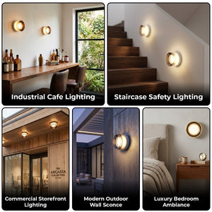 English Elm Led Round Aluminum Wall Sconce with Acrylic Lens for Bathroom Porch or Living Room Concave Smoke Grey W2312P545469