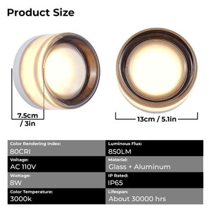 English Elm Led Round Aluminum Wall Sconce with Acrylic Lens for Bathroom Porch or Living Room Concave Smoke Grey W2312P545469