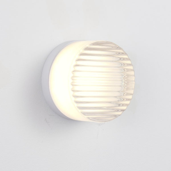 English Elm Led Round Aluminum Wall Sconce with Acrylic Lens for Bathroom Porch or Living Room Striped White W2312P545470