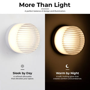 English Elm Led Round Aluminum Wall Sconce with Acrylic Lens for Bathroom Porch or Living Room Striped White W2312P545470