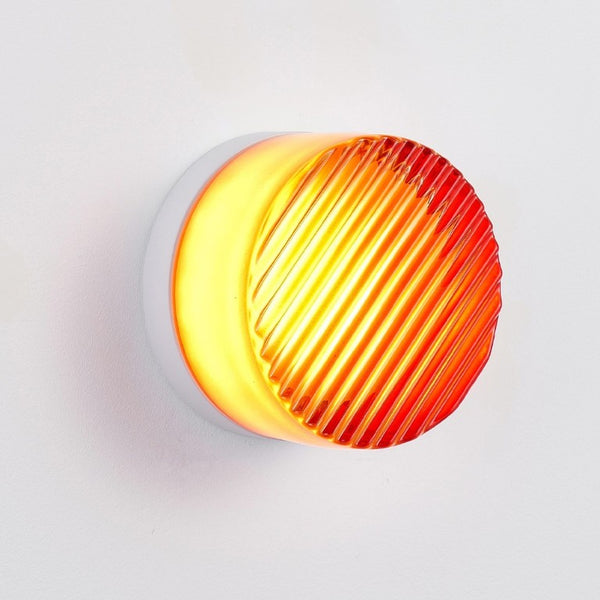 English Elm Led Round Aluminum Wall Sconce with Acrylic Lens for Bathroom Porch or Living Room Striped Red W2312P545471