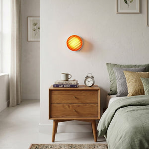 English Elm Led Round Aluminum Wall Sconce with Acrylic Lens for Bathroom Porch or Living Room Striped Red W2312P545471