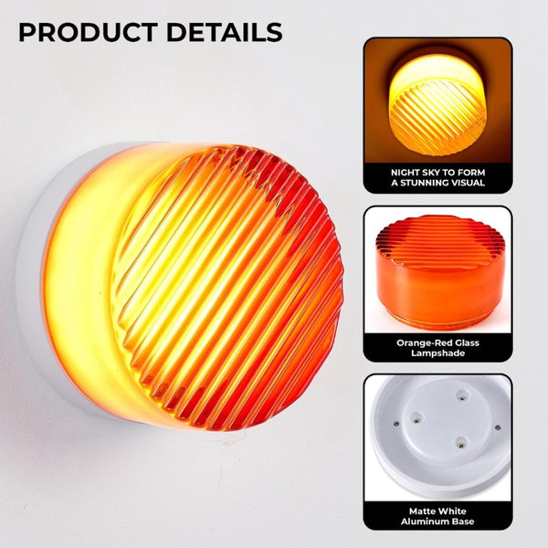 English Elm Led Round Aluminum Wall Sconce with Acrylic Lens for Bathroom Porch or Living Room Striped Red W2312P545471