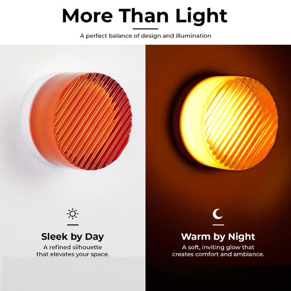 English Elm Led Round Aluminum Wall Sconce with Acrylic Lens for Bathroom Porch or Living Room Striped Red W2312P545471