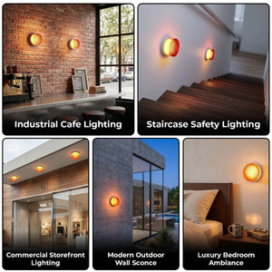 English Elm Led Round Aluminum Wall Sconce with Acrylic Lens for Bathroom Porch or Living Room Striped Red W2312P545471