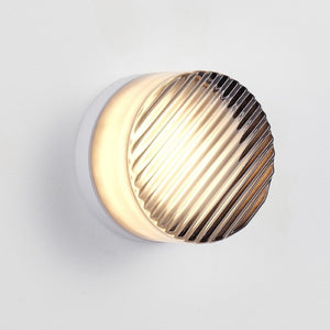 English Elm Led Round Aluminum Wall Sconce with Acrylic Lens for Bathroom Porch or Living Room Striped Smoke Grey W2312P545472