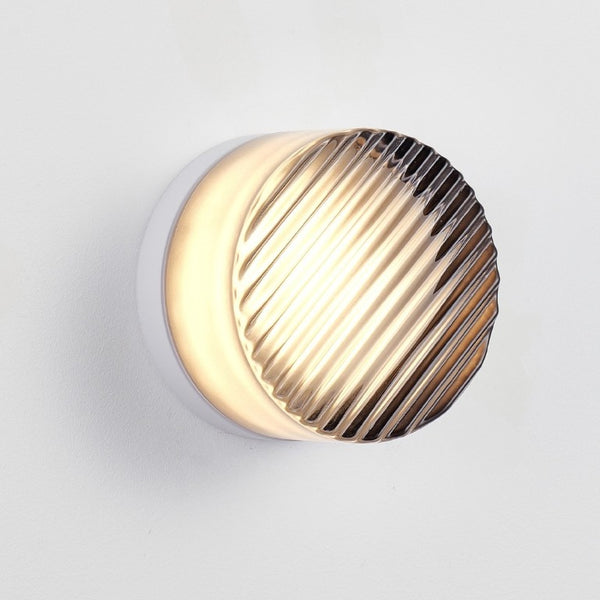 English Elm Led Round Aluminum Wall Sconce with Acrylic Lens for Bathroom Porch or Living Room Striped Smoke Grey W2312P545472