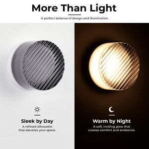 English Elm Led Round Aluminum Wall Sconce with Acrylic Lens for Bathroom Porch or Living Room Striped Smoke Grey W2312P545472