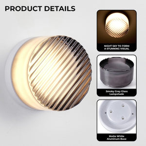 English Elm Led Round Aluminum Wall Sconce with Acrylic Lens for Bathroom Porch or Living Room Striped Smoke Grey W2312P545472