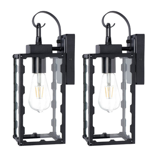 English Elm Outdoor Matte Black Wall Sconce Lantern with Clear Glass for Porch or Garage Sawtooth W2312P545473