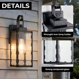 English Elm Outdoor Matte Black Wall Sconce Lantern with Clear Glass for Porch or Garage Sawtooth W2312P545473