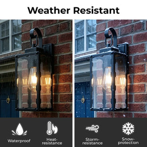 English Elm Outdoor Matte Black Wall Sconce Lantern with Clear Glass for Porch or Garage Sawtooth W2312P545473