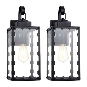 English Elm Large Matte Black Outdoor Wall Sconce with Clear Glass Waterproof Porch Lantern Sawtooth W2312P545474