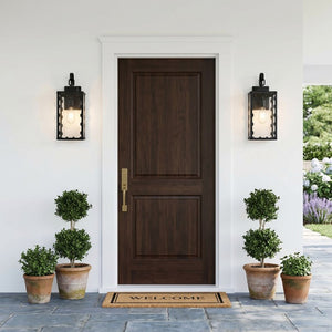 English Elm Large Matte Black Outdoor Wall Sconce with Clear Glass Waterproof Porch Lantern Sawtooth W2312P545474