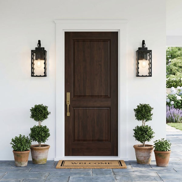 English Elm Large Matte Black Outdoor Wall Sconce with Clear Glass Waterproof Porch Lantern Sawtooth W2312P545474