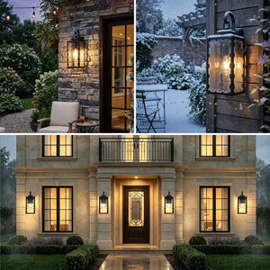 English Elm Large Matte Black Outdoor Wall Sconce with Clear Glass Waterproof Porch Lantern Sawtooth W2312P545474