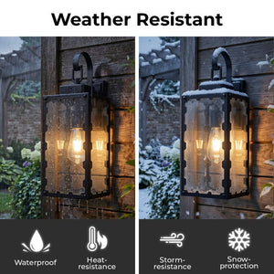 English Elm Large Matte Black Outdoor Wall Sconce with Clear Glass Waterproof Porch Lantern Sawtooth W2312P545474