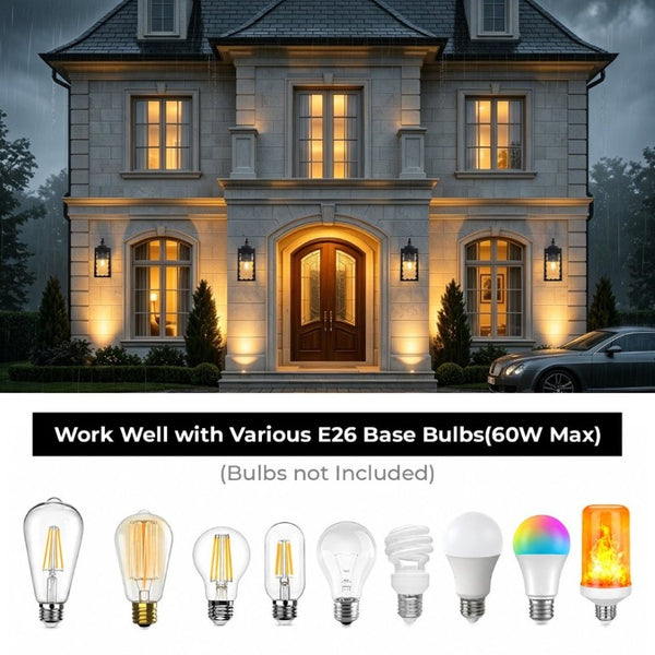 English Elm Large Matte Black Outdoor Wall Sconce with Clear Glass Waterproof Porch Lantern Sawtooth W2312P545474