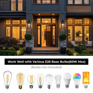 English Elm 14.6 Inch Matte Black Exterior Sconce Tempered Glass Lantern for Porch and Garage W2312P545477