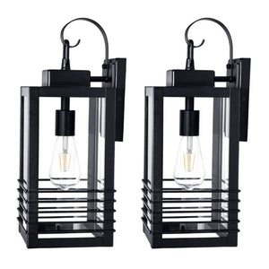 English Elm 18 Inch Matte Black Outdoor Lantern Sconce Waterproof Tempered Glass Porch Wall Light W2312P545478