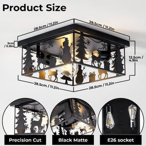 English Elm 2 Pack Lodge Style Metal Flush Mount Lights Deer Cutout Panels for Foyer or Bedroom Square W2312P545482