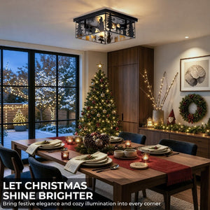 English Elm 2 Pack Lodge Style Metal Flush Mount Lights Deer Cutout Panels for Foyer or Bedroom Square W2312P545482