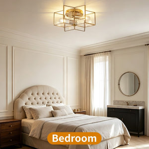 English Elm Vintage Moravian Star Flush Mount Farmhouse Ceiling Light with Clear Glass Shades Gold W2312P545487