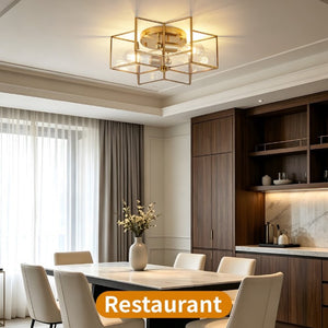 English Elm Vintage Moravian Star Flush Mount Farmhouse Ceiling Light with Clear Glass Shades Gold W2312P545487