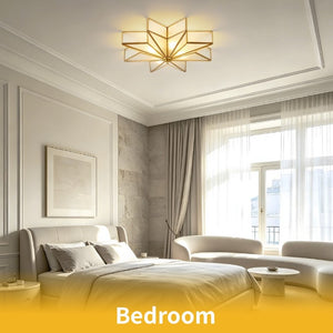 English Elm Star Brass Inlay Flush Mount Ceiling Light Gold Art Deco Glass Shade for Dining Foyer W2312P545491