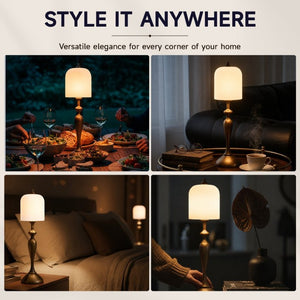 English Elm Vintage Gourd Ceramic Table Lamp Sculptural Bronze Bedside Light with Dimming Control W2312P545497