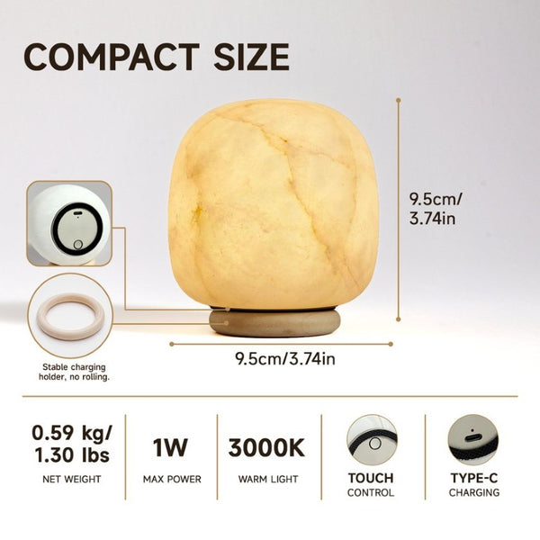 English Elm Marmor Spanish Alabaster Rechargeable LED Lamp Warm Ambient Glow for Bedside Accent W2312P545499