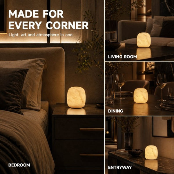 English Elm Marmor Spanish Alabaster Rechargeable LED Lamp Warm Ambient Glow for Bedside Accent W2312P545499