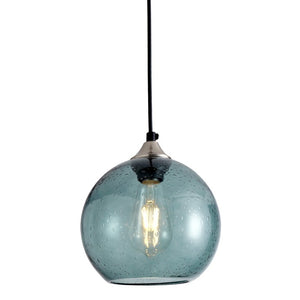 English Elm Light Globe Pendant with Hand Blown Glass Shade and Satin Nickel Finish for Modern Kitchens Green W2312P545500