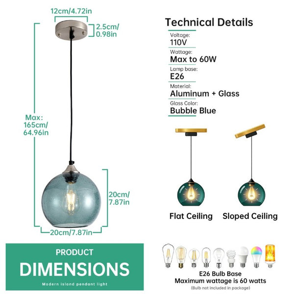 English Elm Light Blown Glass Globe Pendant Set Satin Nickel Kitchen Island Dining Modern Pair Green W2312P545501