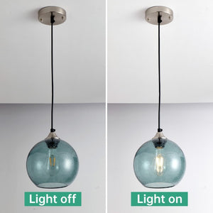 English Elm Light Blown Glass Globe Pendant Set Satin Nickel Kitchen Island Dining Modern Pair Green W2312P545501