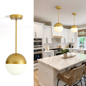English Elm 2 Matte Globe Pendant Lights White Glass Shade Adjustable Drop for Kitchen Island Dining Gold W2312P545505