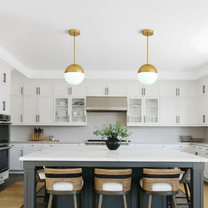 English Elm 2 Matte Globe Pendant Lights White Glass Shade Adjustable Drop for Kitchen Island Dining Gold W2312P545505