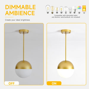 English Elm 2 Matte Globe Pendant Lights White Glass Shade Adjustable Drop for Kitchen Island Dining Gold W2312P545505