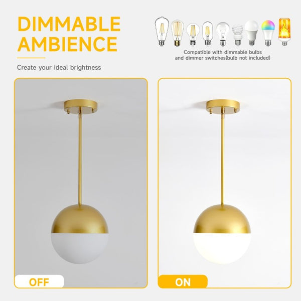 English Elm 2 Matte Globe Pendant Lights White Glass Shade Adjustable Drop for Kitchen Island Dining Gold W2312P545505