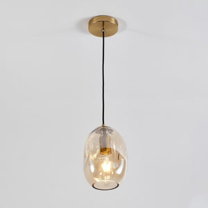 English Elm Modern Hand-Blown Organic Glass Pendant Brushed Gold Fixture for Kitchen or Dining W2312P545506
